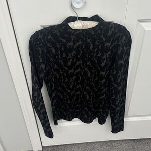 T Tahari Black and Gray Long Sleeve Top